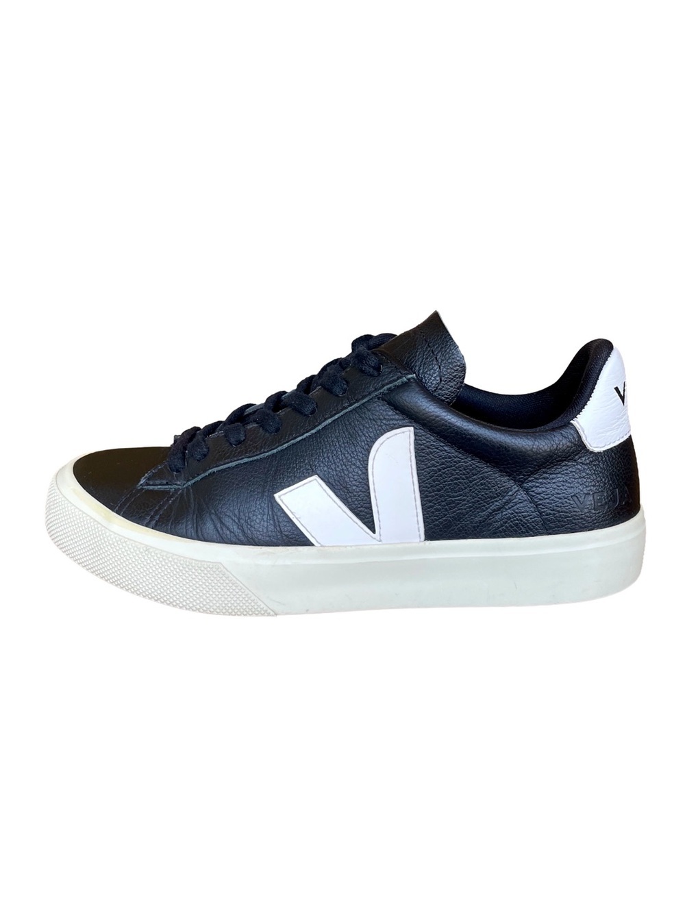 Veja Campo Leather Sneakers Black White Womens 6 Minimalist